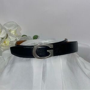 Authentic Gucci Black and Silver Leather Belt